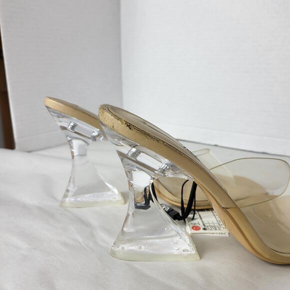 Zara Size 8 Clear Slip ON Acrylic Pump Slide High Heel Shoes Mule NWT *Flaw 726 - Picture 5 of 12